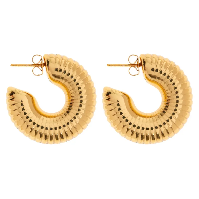 Beaded Drop Earrings for Party -Arlo - Chunky Ribbed Hoop Earrings