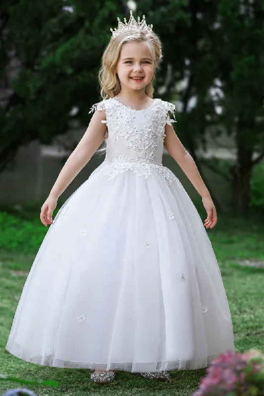 Orange Dresses for Energetic -Ball-Gown Scoop Neck Sleeveless Floor-Length Lace/Tulle Flower Girl Dresses 669112568621