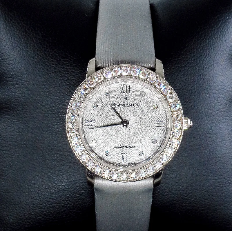 Fashion watches for men with unique dials and contemporary style -Swiss Pre-Owned Blancpain Diamond Self-winding Automatic 18k White Gold Ladies WATCH