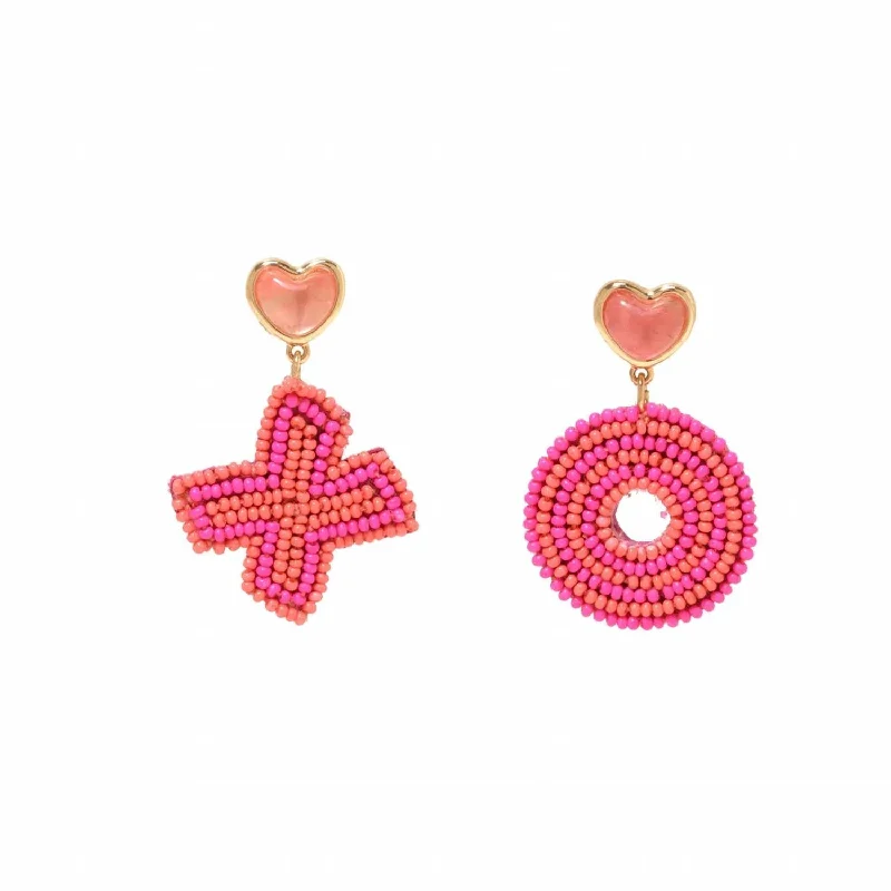 Lead Free Drop Earrings for Health -Xo Drop Earrings In Pink