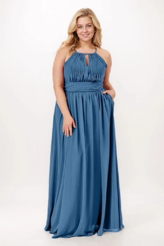 African Dresses with Culture -A-Line Maxi Chiffon Bridesmaid Dress CB0737