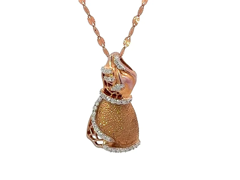 Leather Dresses for Luxury -Diamond Dress Pendant Necklace 18k Rose Gold