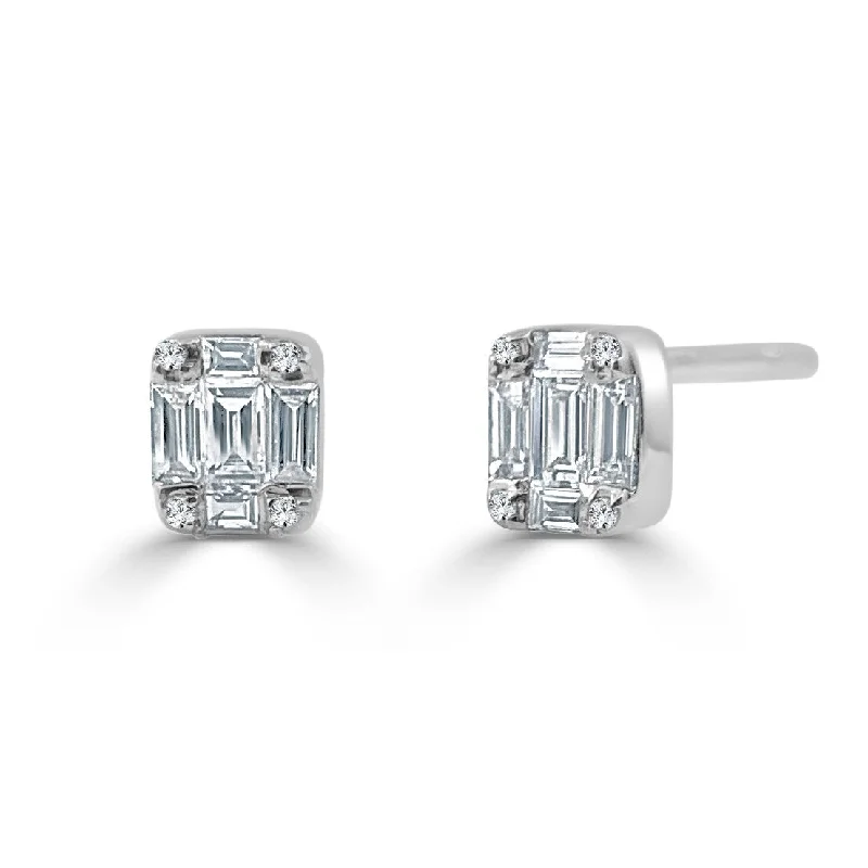 Drop Earrings for Formal Attire -Joelle Collection Diamond Baguette 1/4ct TDW Studs Earrings 14K White Gold