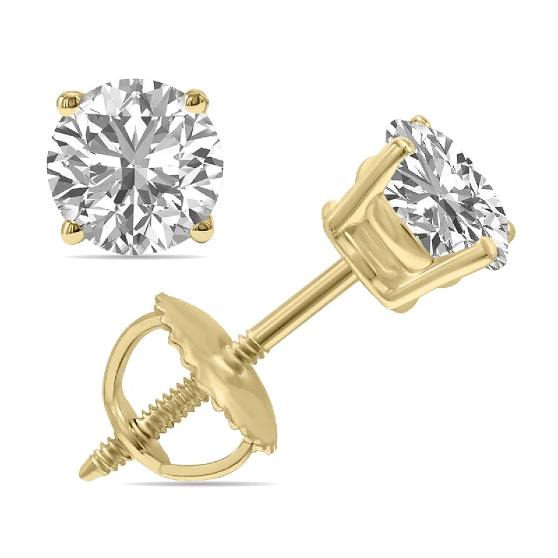 Drop Earrings for Gym Workout -Igi Certified 1.50 Carat Tw Lab Grown Diamond Solitaire Earrings In 14K Yellow Gold