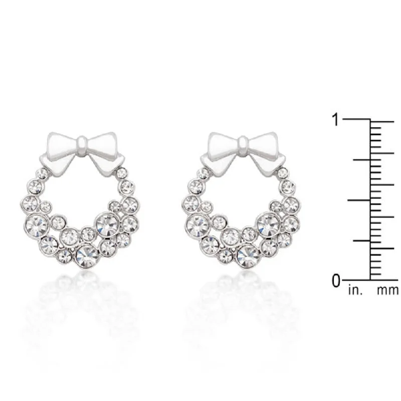 Drop Earrings with Filigree Work -Festive Holiday Wreath Crystal Earrings For Sparkling Seasonal Style - 21.4 (mm) X 18.7 (mm) X 3.6 (mm)