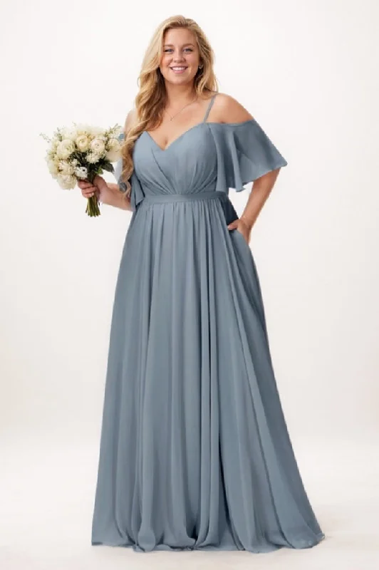 Faux Leather Dresses for Affordable -A-Line Maxi Chiffon Bridesmaid Dress CB0775