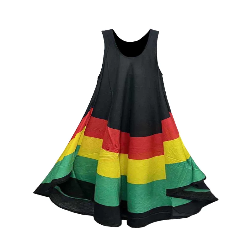 African Dresses with Culture -Sleeveless Women's Sundress Jamaica Beach Rasta Reggae Hawaii Ladies Dress