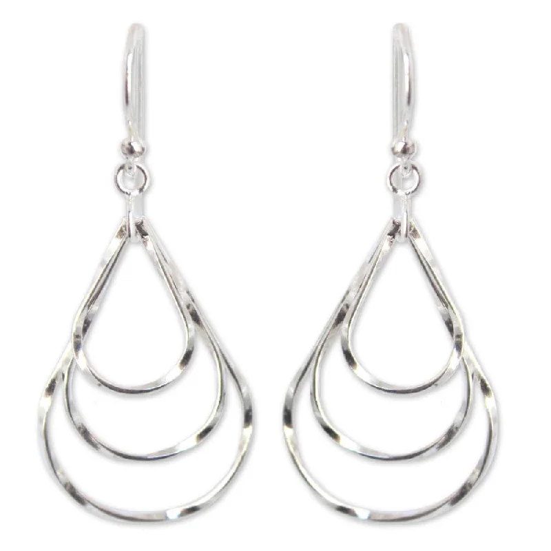 Drop Earrings for Anniversary -Sterling Silver 'Raindrops' Dangle Earrings