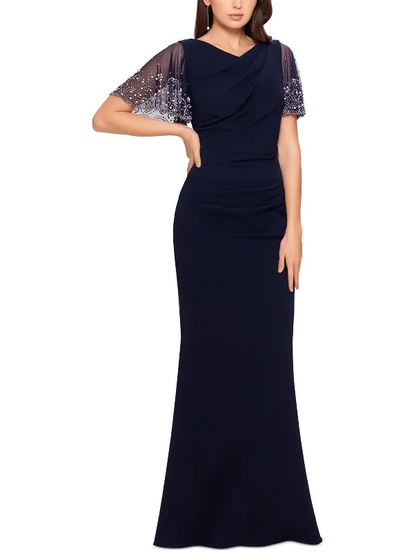 Birthday Dresses for Celebration -Petites Womens Knit Embellished Evening Dress