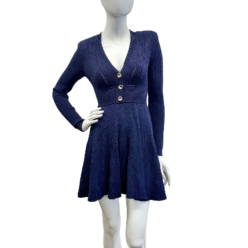 Retro Dresses for Throwback -Self-Portrait Long Sleeve Knit Dress