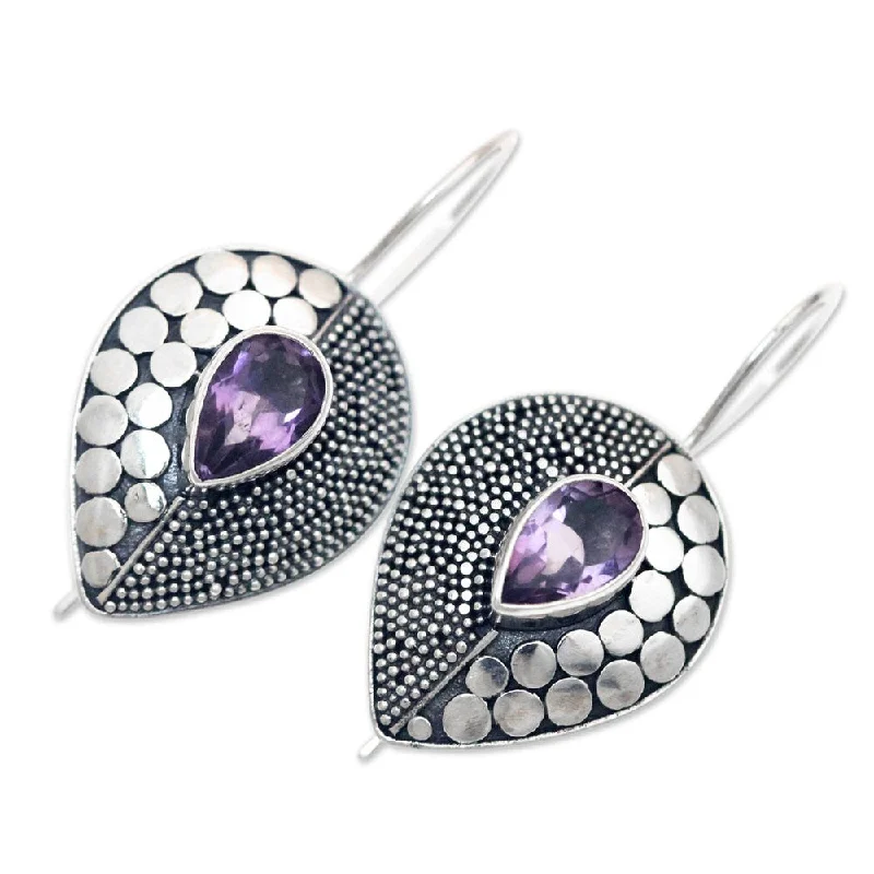 Drop Earrings with Crown Designs -NOVICA Handmade Violet Sincerity Amethyst Drop Earrings (Indonesia) - 1.2*0.8