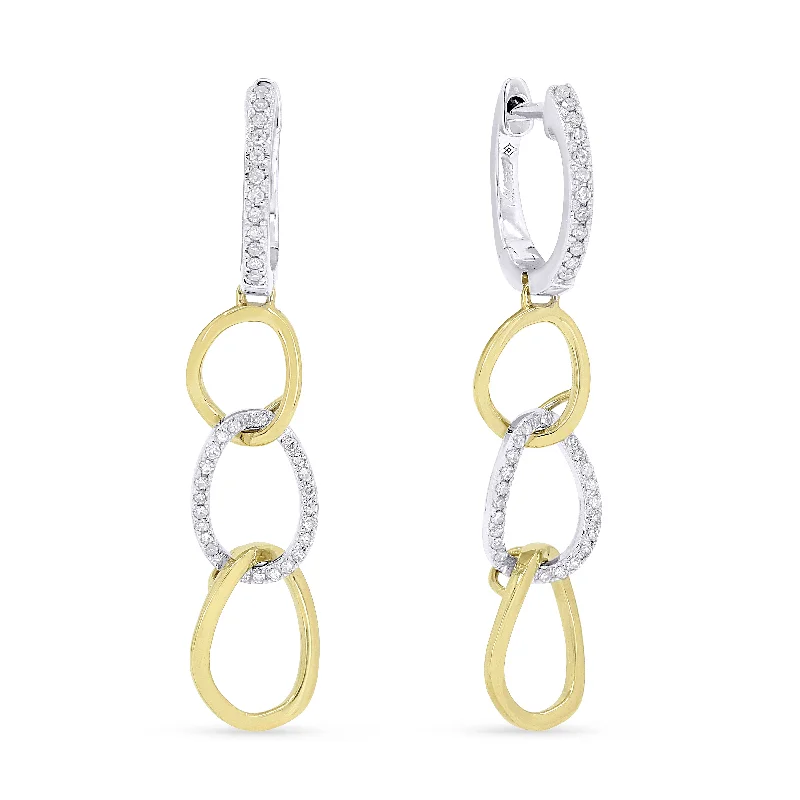 Drop Earrings for Concert Look -18" 0.17Ct White Diamond Drop/dangle Earrings In 14K White And Yellow Gold