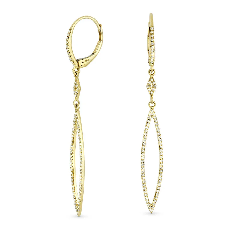 Drop Earrings for Fitness Activities -18" 0.35Ct White Diamond Drop/dangle Earrings In 14K Yellow Gold