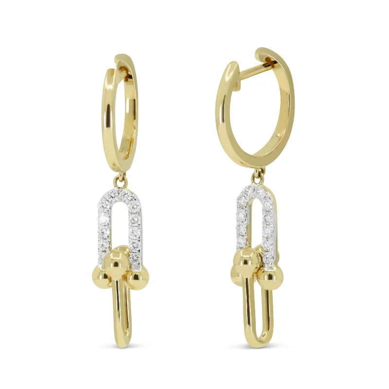 Drop Earrings for Graduation Day -18" 0.23Ct White Diamond Drop/dangle Earrings In 14K Yellow Gold