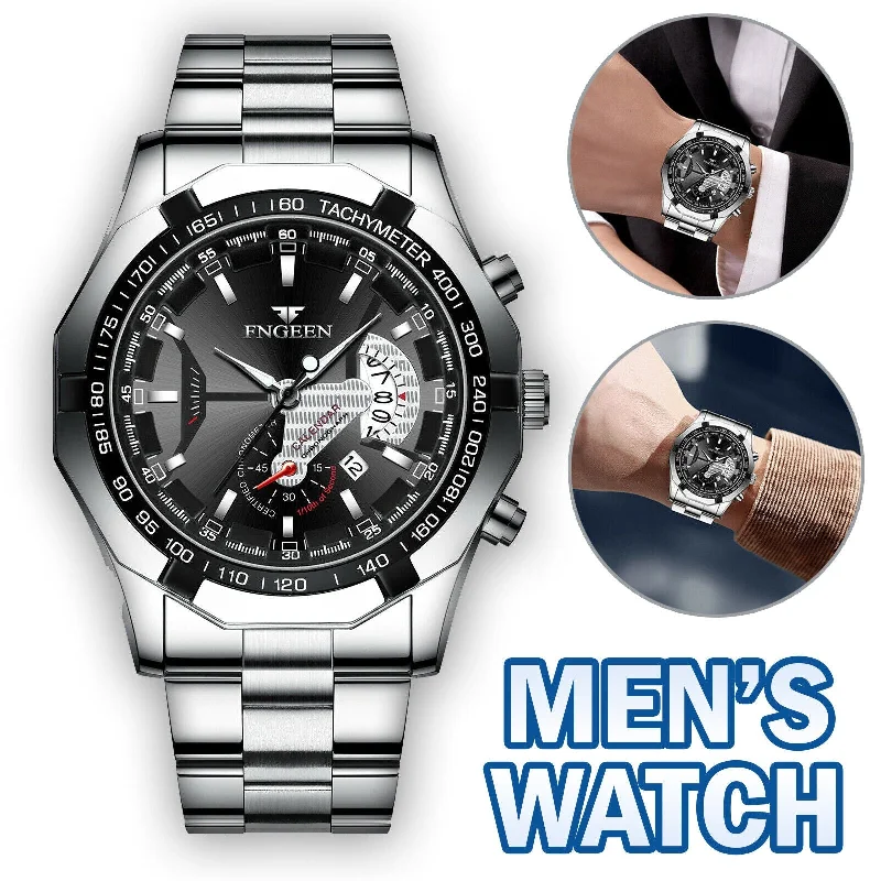 Fashion-forward watches for women with statement-making details and bold designs -Classic Silver Watch For Men Quartz Analog Wristwatch Stainless Steel Business