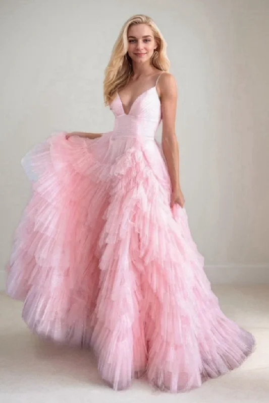 Nylon Dresses for Stretchable -Ball Gown Sweep-Brush Train Tulle Prom Dress CS0702