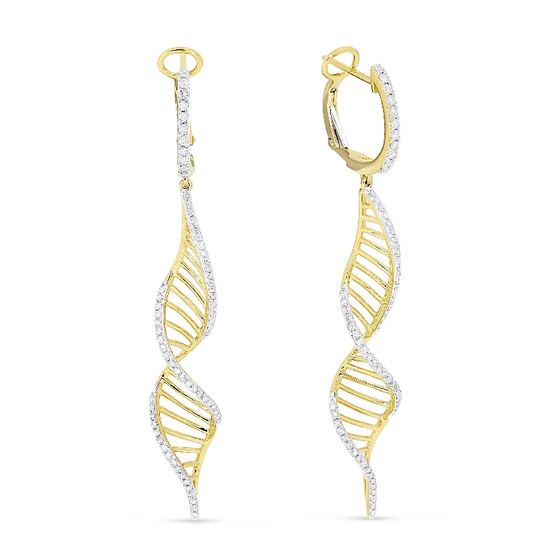 Large Drop Earrings for Statement -18" 0.51Ct White Diamond Drop/dangle Earrings In 14K Yellow Gold