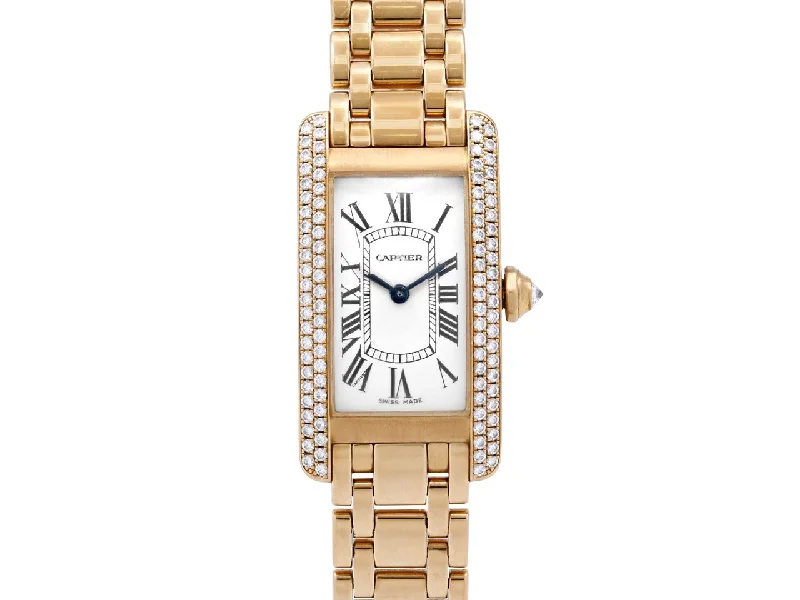 Military-style watches for men with rugged features and durable build -Cartier Diamond 'Tank Americaine' Watch in 18K Gold, Small Model