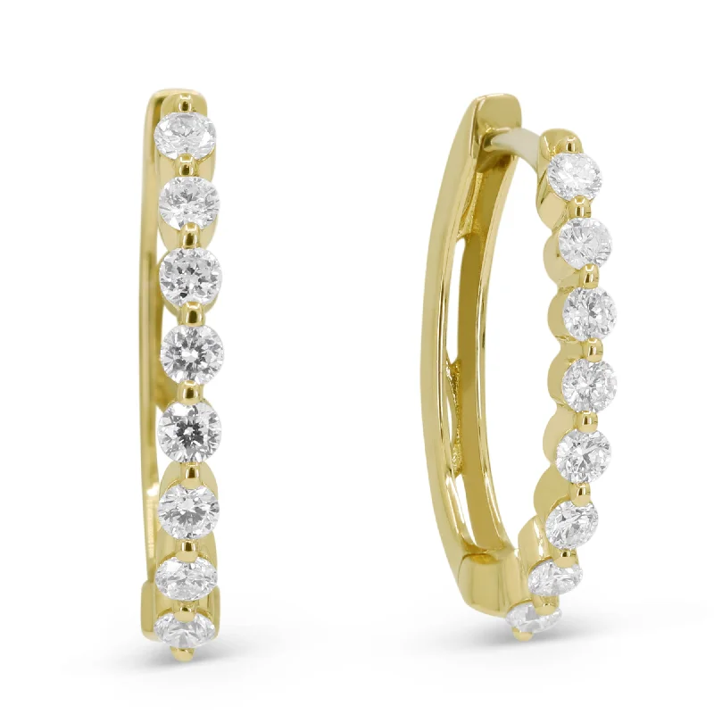 Drop Earrings with Knot Designs -0.38Ct White Diamond Hoops Earrings In 14K Yellow Gold