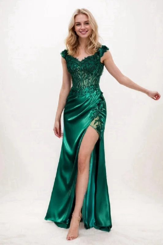 Silk Dresses for Luxurious -Mermaid Sweep-Brush Train Elastic Silk like Satin Prom Dress CS0708