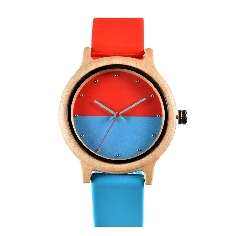 Outdoor adventure watches for women with altimeter and barometer features -Creative Color Matching Ladies Fashion Trend Quartz Wood Watch