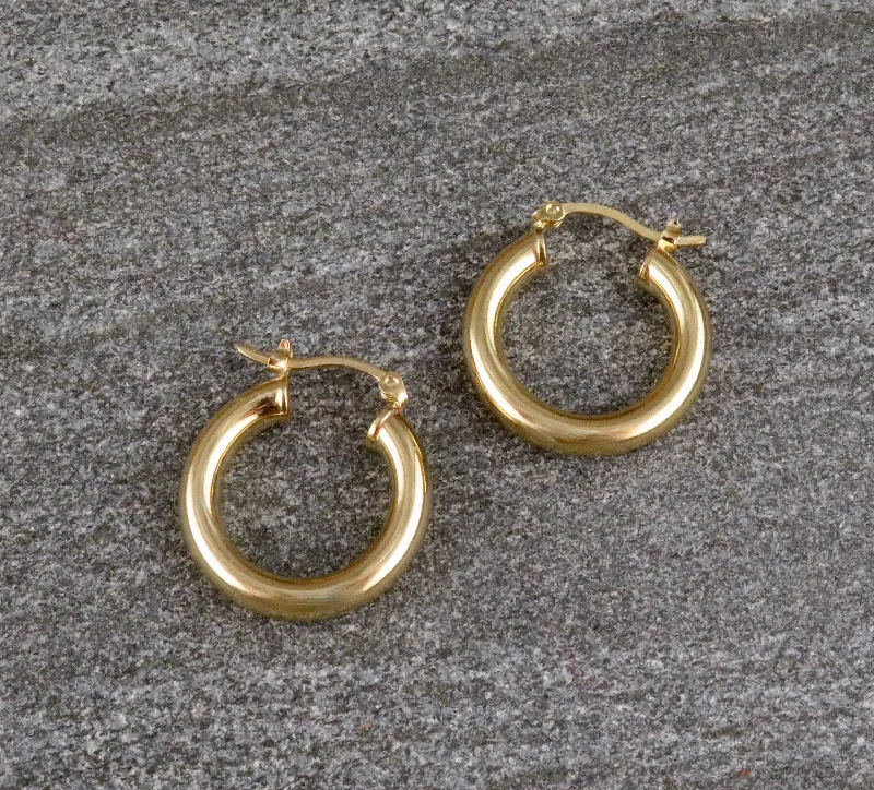 Drop Earrings with Animal Motifs -Gold Filled Latched Hoop Earrings - Medium