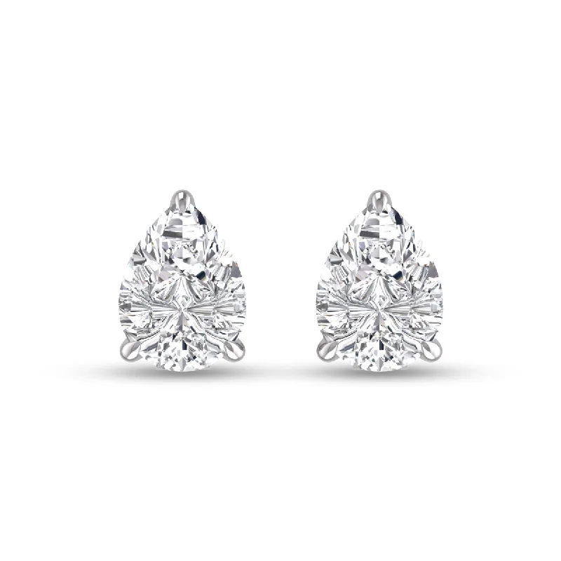 Drop Earrings for Engagement Party -Lab Grown 1/2 Carat Pear Shaped Solitaire Diamond Earrings In 14K White Gold