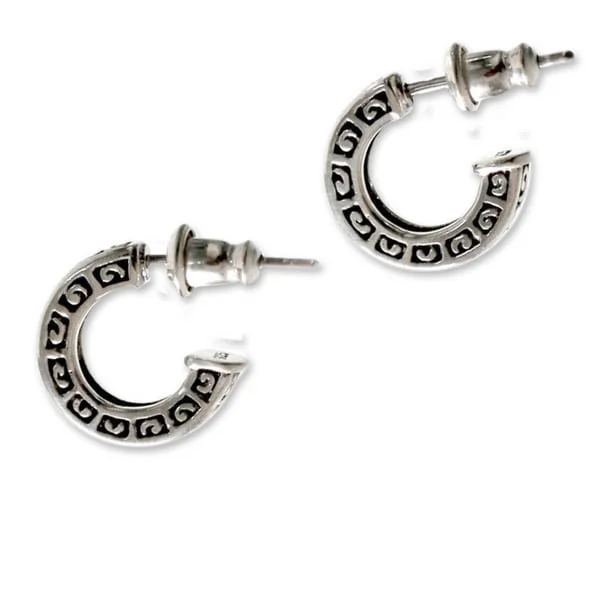 Vintage Drop Earrings with Patina -NOVICA Handmade Sterling Silver 'Artistry' Half Hoop Earrings (Indonesia)