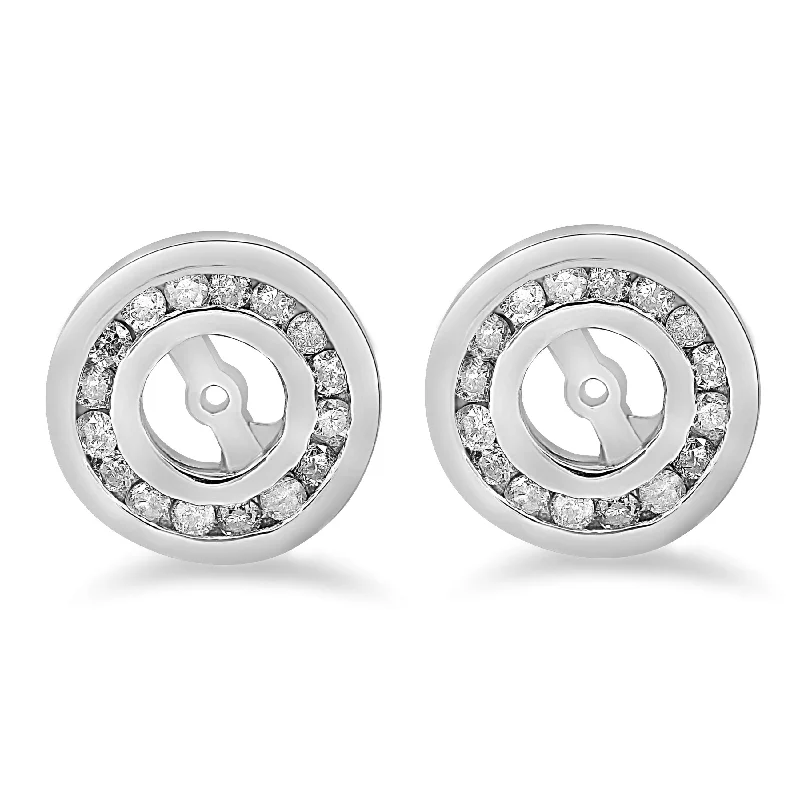 Hoop earrings with circle designs for a classic and timeless shape-1/2 cttw Diamond Earring Jackets 14K White Gold (up to 4mm)