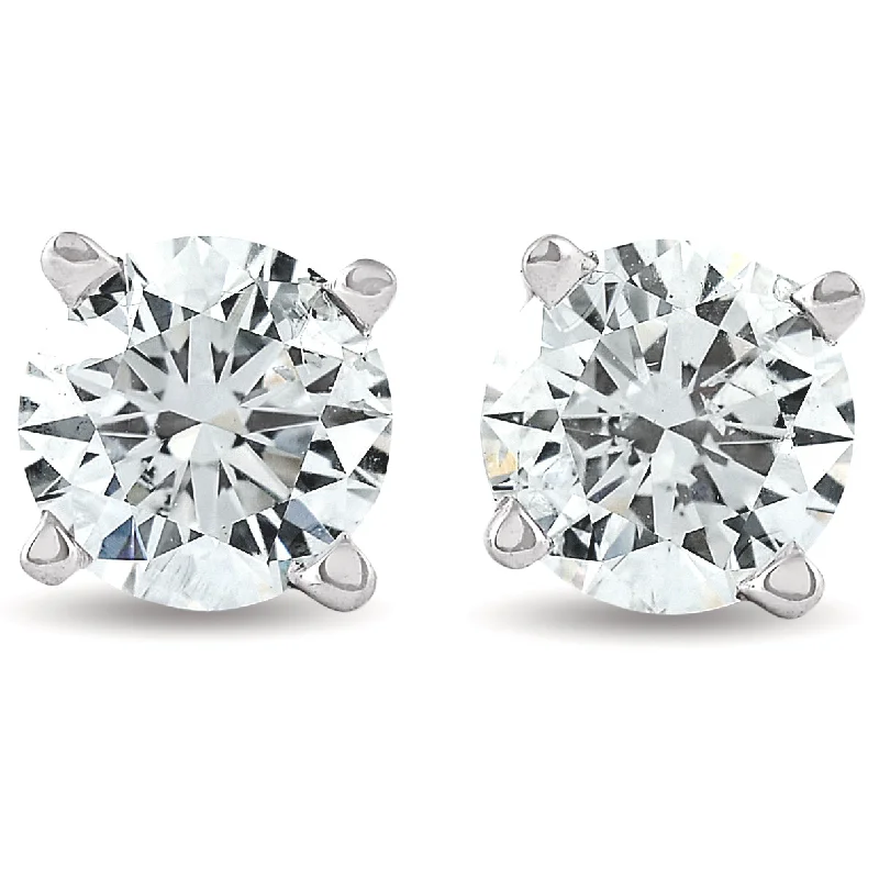 Best hoop earrings with gemstone accents for a colorful and elegant appearance-1.25 ct Solitaire Diamond Stud 4 Prong Earrings 14K White Gold Enhanced