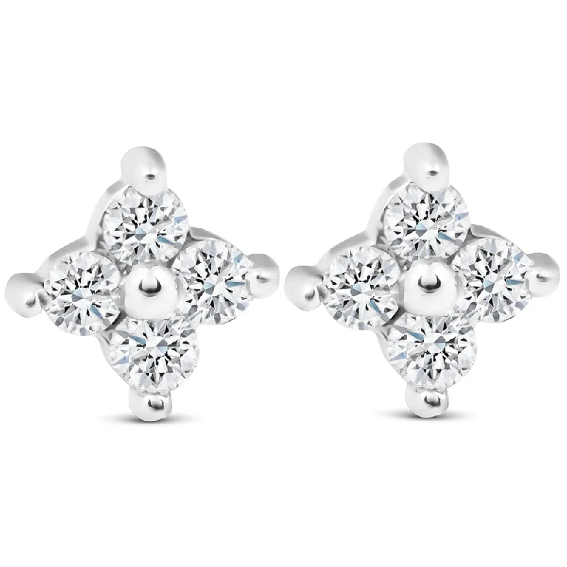 Best hoop earrings with tribal designs for a cultural and exotic aesthetic-1/2ct Diamond Eight-Stone Star Burst Studs 14K White Gold