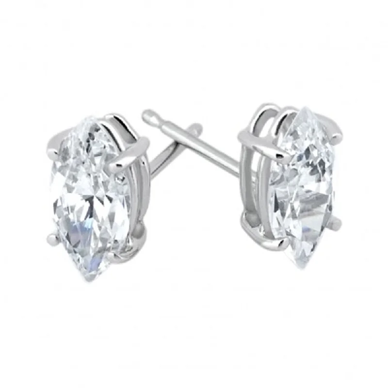 Hoop earrings with textured gold for a refined and sophisticated aesthetic-1/2ct Diamond Studs 14K White Gold