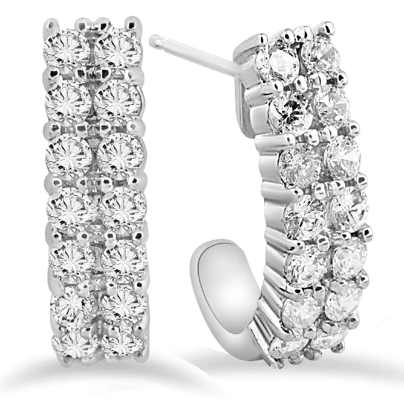 Best hoop earrings with snake-inspired designs for an edgy and fierce vibe-1 3/8 CT Natural Diamond Hoops White Gold 3/4" Tall