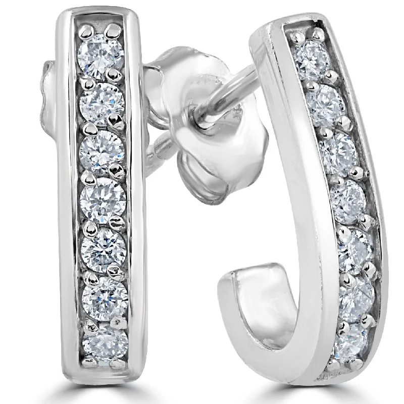 Hoop earrings with oversized designs for a bold, fashion-forward statement-1/3ct Diamond Hoops 14K White Gold