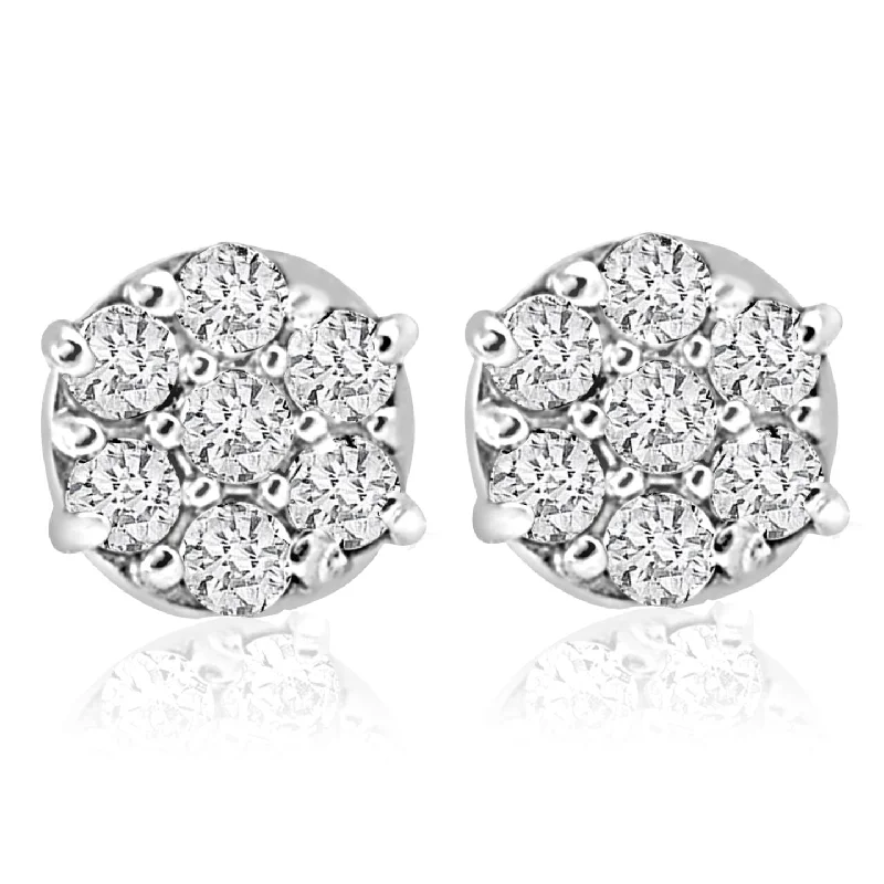 Best hoop earrings with snake-inspired designs for an edgy and fierce vibe-1/4cttw Diamond Cluster Womens Studs in 10k White Gold