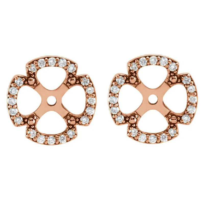 Best hoop earrings with floral designs for a feminine and delicate look-1/5Ct Clover Diamond Earring Jackets 14K Rose Gold (5-5.5mm)