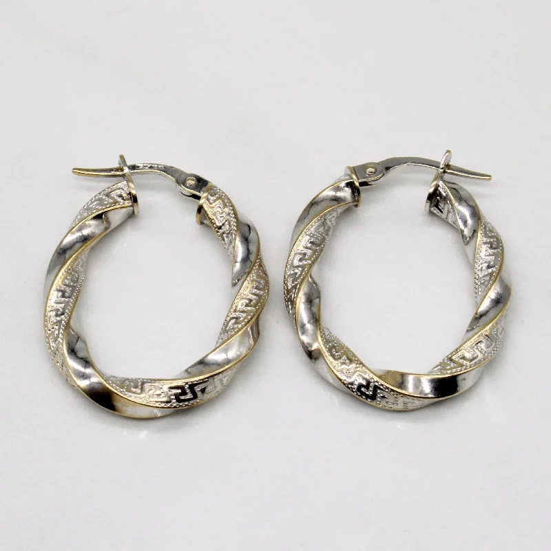 Best hoop earrings with satin ribbons for a soft, feminine appearance-10k Two Tone Gold Twist Hoop Earrings