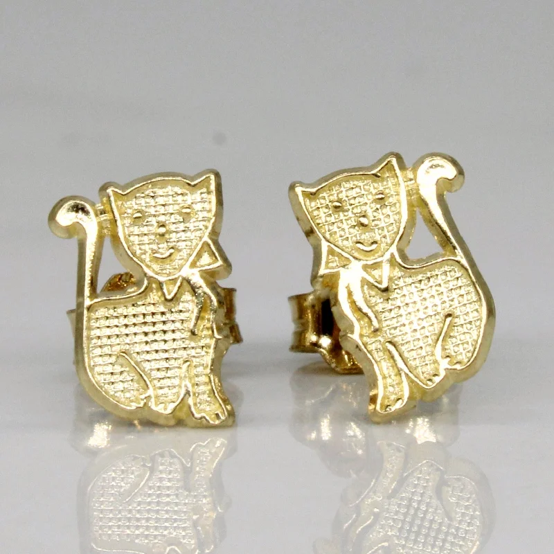 Hoop earrings with removable pendants for a versatile and customizable accessory-10k Yellow Gold Cat Earrings