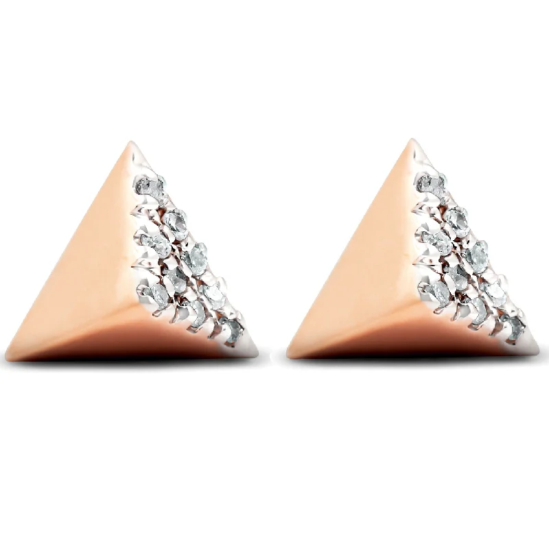 Best hoop earrings with enamel details for a colorful and modern look-14K Rose Gold Diamond Pave Spike Cube Studs Dainty High Polished 7MM