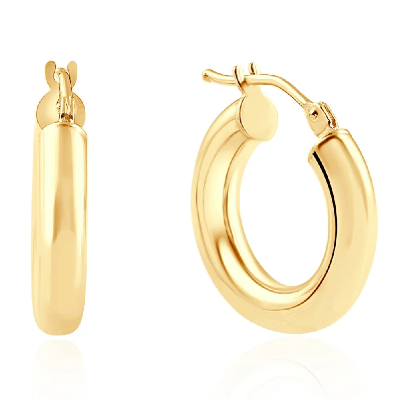 Best hoop earrings with snake chain details for a sleek and modern touch-14k Yellow Gold 3.5mm Small Designer Hoops Women's Earrings 3/4" Tall 1.25grams