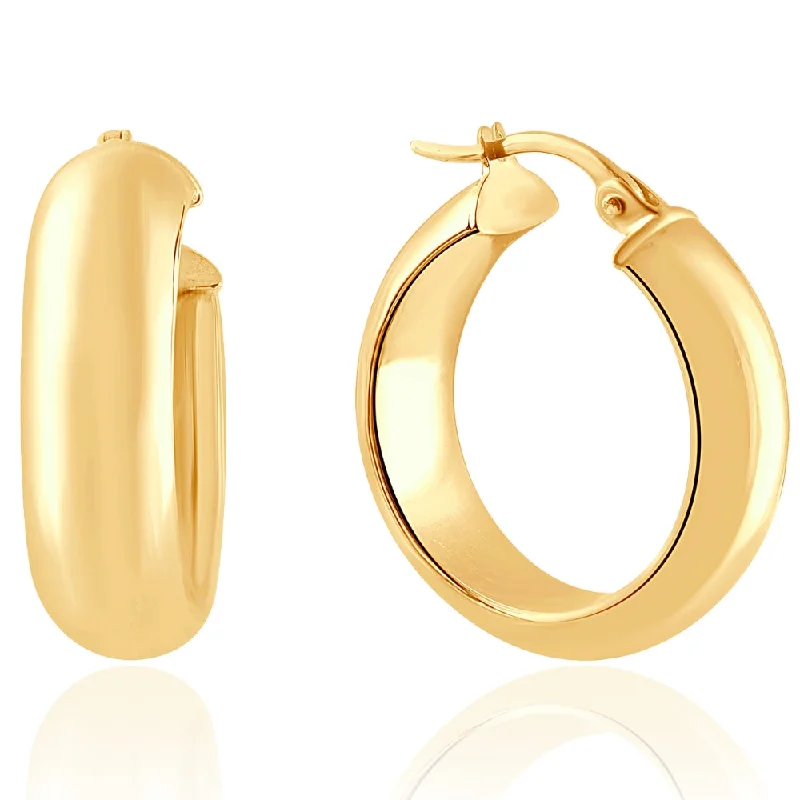 Hoop earrings with textured finishes for a vintage and classic style-14k Yellow Gold 5.5mm Small Designer Hoops Women's Earrings 3/4" Tall 2.30grams