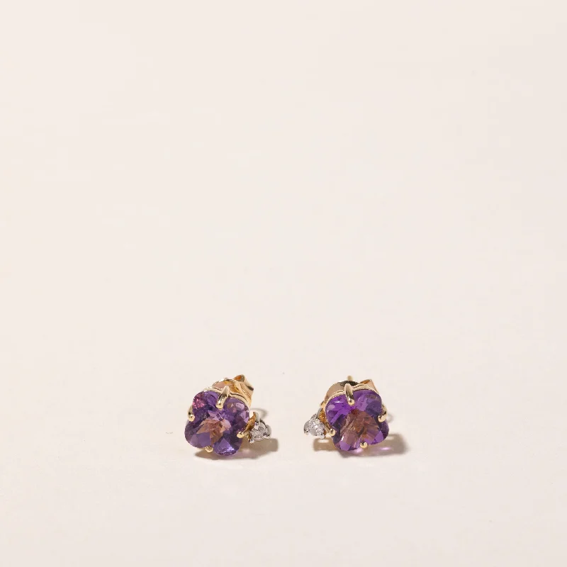 Hoop earrings with cut-out designs for a creative and lightweight effect-14k Yellow Gold Amethyst and Diamond Earring | 2.24ctw, 0.44ct