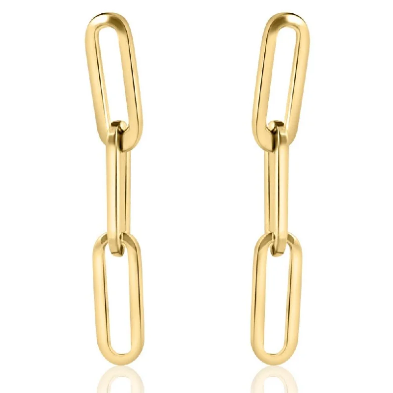 Best hoop earrings with blackened metal for an edgy and bold appearance-14k Yellow Gold Clip Dangle Women's Earrings 3/4" Tall