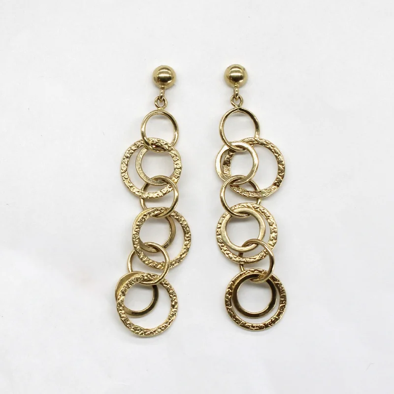 Hoop earrings with intricate designs for a unique and artistic appearance-14k Yellow Gold Dangle Earrings