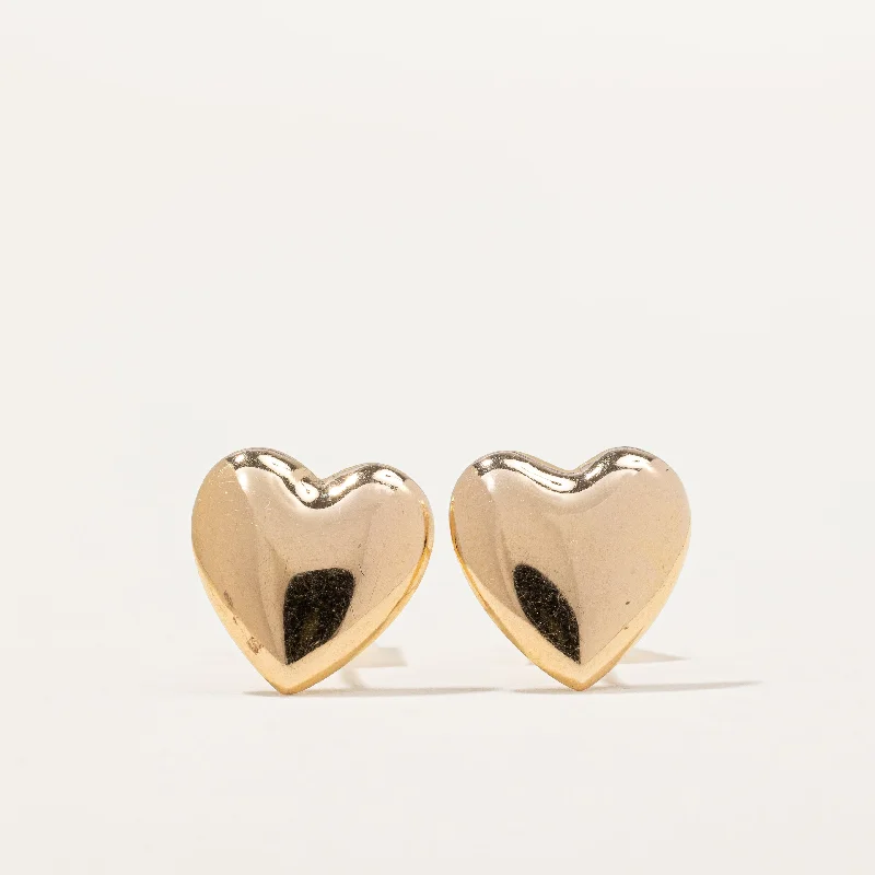 Hoop earrings with open designs for a modern, lighthearted vibe-14k Yellow Gold Heart Earrings