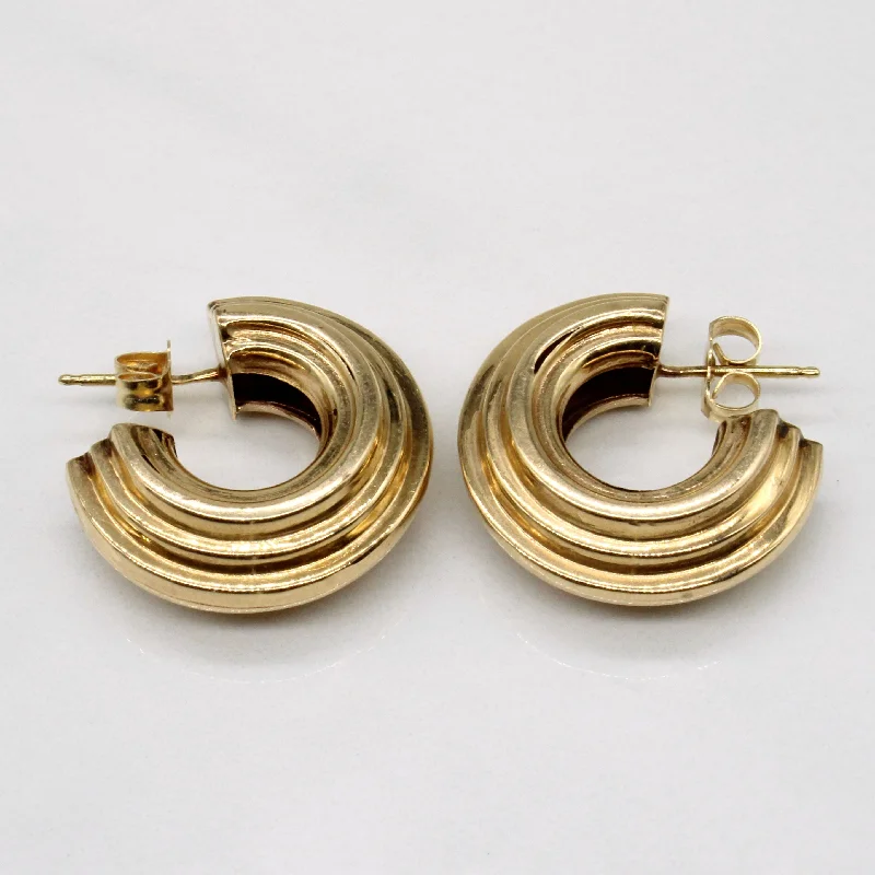 Hoop earrings with luxe velvet finishes for a rich and luxurious touch-14k Yellow Gold Hoop Earrings