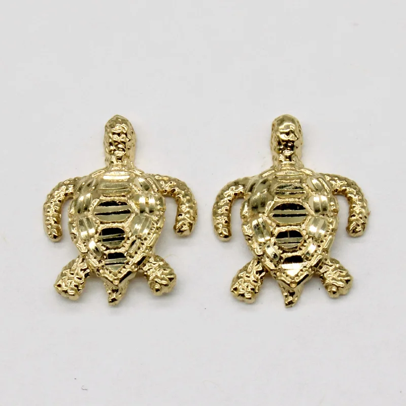 Hoop earrings with a chunky design for a bold and trendy statement-14k Yellow Gold Turtle Earrings