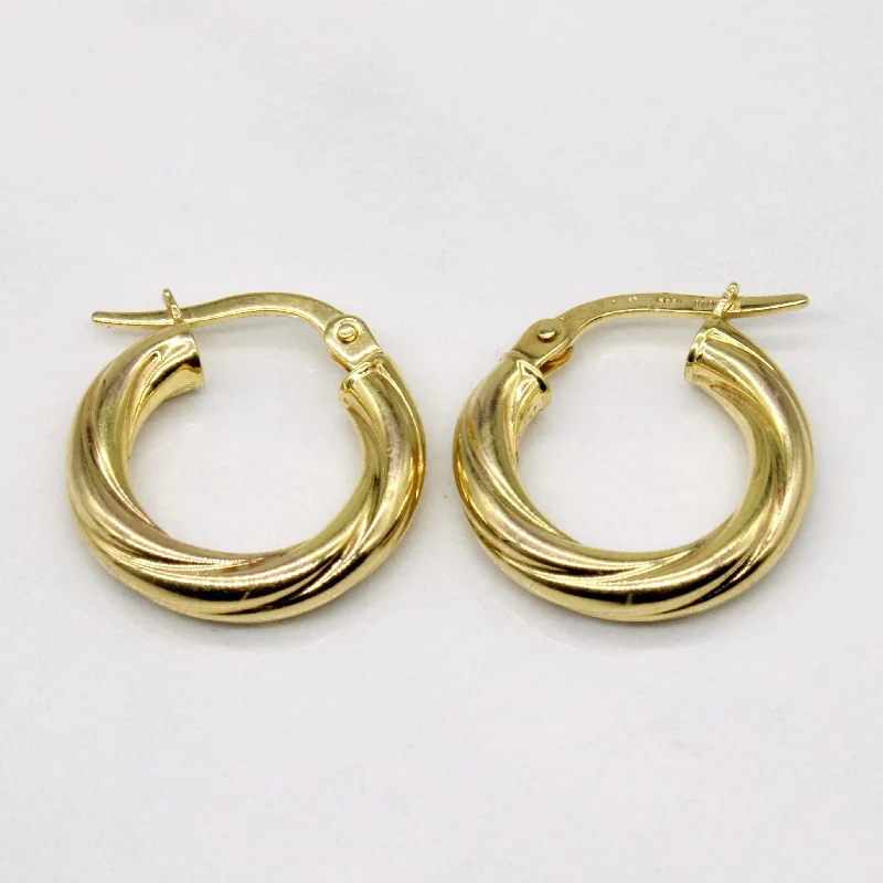 Best hoop earrings with custom designs for a personalized, unique accessory-14k Yellow Gold Twist Hoop Earrings