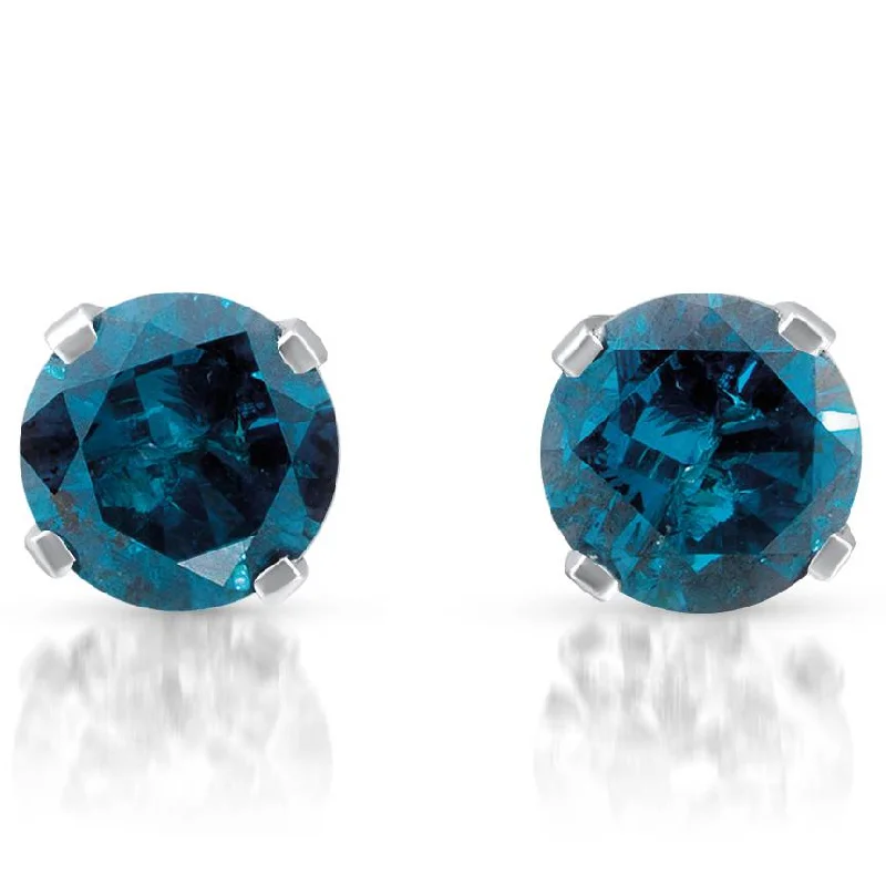 Best hoop earrings with multi-colored gemstones for a vibrant and lively touch-3/8ct Blue Diamond Studs 10K White Gold