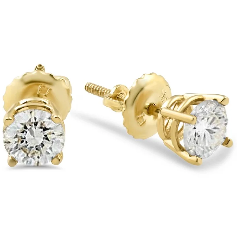 Medium hoop earrings for an everyday look with the perfect balance of style-3/8ct Diamond Screw Back Studs 14K Yellow Gold